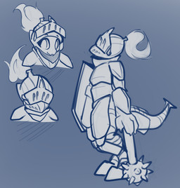 ambiguous_gender anthro armor clothed clothing headgear helmet knight knight_helmet mace melee_weapon pauldron shield simple_background solo warrior weapon trufzn kobold scalie hi_res monochrome sketch