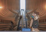anthro backpack backpack_only black_backpack blue_highlights brown_body brown_fur brown_hair brown_nose fur green_highlights hair highlights_(coloring) hotel looking_up male marriott_marquis_atlanta multicolored_highlights photo_background purple_eyes purple_highlights rear_view short_tail snout solo standing suitcase tail dyyrlysh furry_weekend_atlanta kristoffer_everglade deer mammal new_world_deer white-tailed_deer 2025 absurd_res aliasing aseprite_(artwork) digital_media_(artwork) flat_colors hi_res photography_(artwork)