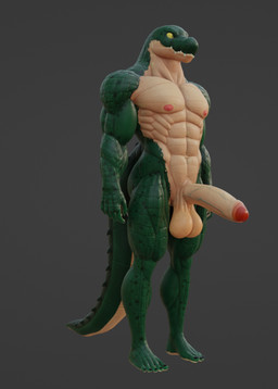 5_fingers 5_toes abs anthro balls biceps big_penis butt erection feet fingers foreskin genitals glans green_body green_scales grey_background humanoid_feet humanoid_genitalia humanoid_penis male muscular muscular_anthro muscular_male nipples non-mammal_balls nude nude_anthro nude_male obliques pecs penis pink_nipples plantigrade red_glans scales side_view simple_background solo standing tail tan_balls tan_body tan_penis tan_scales toes triceps vein veiny_penis connivingrat helm_(connivingrat) alligator alligatorid crocodilian reptile scalie 3d_(artwork) digital_media_(artwork)