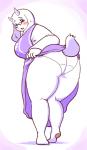 anthro big_breasts blush breasts butt clothing cute_fangs eyewear fangs female kemono nude panties presenting presenting_hindquarters slightly_chubby solo teeth thick_thighs underwear white_clothing white_panties white_underwear kin-shun undertale undertale_(series) toriel boss_monster_(undertale) bovid caprine mammal 2019