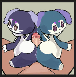 3_fingers :> ambiguous_anthro ambiguous_gender anthro anthro_focus black_border bodily_fluids border brown_eyes brown_sclera butt butt_squish collaborative collaborative_hot_dogging collaborative_sex duo_focus eyelashes facial_markings feet fingers first_person_view genital_fluids genitals glans glistening glistening_eyes gloves_(marking) group head_markings hot_dogging human_pov humanoid_genitalia humanoid_penis interspecies leaking_precum leg_markings looking_at_another looking_back looking_back_at_another male male_human markings mostly_offscreen_character mostly_offscreen_human mostly_offscreen_male no_pupils noseless nude nude_human nude_male open_mouth open_smile penis pink_glans pokephilia precum purple_body purple_skin sex short_tail simple_background sitting_on_another smile socks_(marking) spread_legs spreading squish tail tan_body tan_skin trio white_body white_skin 4chan_anon unknown_artist nintendo pokemon generation_8_pokemon human indeedee mammal pokemon_(species) shiny_pokemon 2023 digital_media_(artwork) shaded