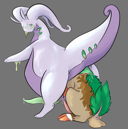 anal anal_vore anus balls belly bodily_fluids brown_body brown_fur butt duo feral fur genital_fluids genitals hooves leaking_precum male male/male penis precum rear_view tailbutt vore aspeneyeswatching mythology nintendo pokemon bovid caprine dragon generation_6_pokemon gogoat goodra mammal mythological_creature mythological_scalie pokemon_(species) scalie hi_res