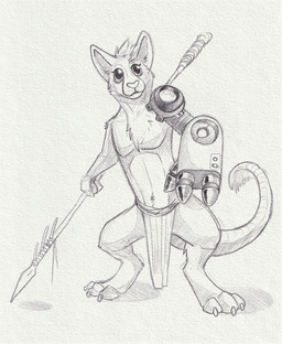 anthro bottomwear clothed clothing digitigrade eyelashes front_view glistening glistening_eyes holding_melee_weapon holding_object holding_polearm holding_spear holding_weapon loincloth male male_anthro melee_weapon mouth_closed polearm prosthetic prosthetic_arm prosthetic_limb slim_anthro slim_male solo spear standing topless weapon hufnaar felid mammal species_request full-length_portrait hi_res monochrome portrait sketch