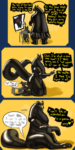annoyed anthro anthro_on_anthro anthro_on_feral anthro_to_feral basic_sequence bestiality black_body blurred_text blush dominant dominant_male duo facesitting feral four_frame_image four_frame_sequence glistening glistening_body growth heart_after_text heart_symbol intraspecies intraspecies_bestiality language language_barrier larger_dom latex latex_transformation linear_sequence male male/male reluctant sitting sitting_on_another size_difference species_transformation text transformation transformation_sequence malevolified mythology nintendo pokemon animate_inanimate canid canine generation_2_pokemon guarian latex_creature living_latex mammal mythological_canine mythological_creature pokemon_(species) typhlosion werecanid werecanine werecreature werewolf shape_shifter absurd_res alpha_channel english_text hi_res sequence