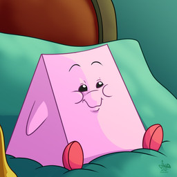 chair clothing dot_eyes eyebrows footwear furniture narrowed_eyes pillow pink_body raised_eyebrow raised_eyebrows shoes simple_eyes sitting smile smug smug_face wedge_body jamearts i_know_he_ate_a_cheese kirby_(series) metro-goldwyn-mayer nintendo tom_and_jerry kirby waddling_head 1:1 2022 hi_res