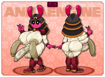 5_fingers antennae_(anatomy) anthro areola armor backsack balls bell bell_collar belly big_areola big_breasts big_butt big_penis black_eyes border breasts brown_areola brown_nipples butt claws collar cybernetic_leg cybernetic_limb cybernetic_neck cybernetics dicknipples erection eyelashes fangs finger_claws fingers flaccid floral_background floral_pattern flower foreskin front_view genitals gesture grey_body gynomorph half-erect hand_gesture headgear helmet huge_breasts humanoid_genitalia humanoid_penis intersex looking_at_viewer machine markings multicolored_body multiple_pupils navel nipples nude open_mouth penis pink_body plant rear_view red_body retracted_foreskin saggy_balls simple_background slightly_chubby slightly_chubby_gynomorph slightly_chubby_intersex smile solo spots spotted_arms spotted_balls spotted_belly spotted_body spotted_breasts spotted_butt spotted_genitalia spotted_legs spotted_markings spotted_penis standing tan_balls tan_body tan_penis teeth text thick_thighs tongue two_tone_body unusual_anatomy unusual_genitalia_placement unusual_penis_placement v_sign vein veiny_penis walking white_border wide_hips annaengine anna_(annaengine) arthropod blattodean cyborg insect termite absurd_res digital_drawing_(artwork) digital_media_(artwork) english_text hi_res model_sheet
