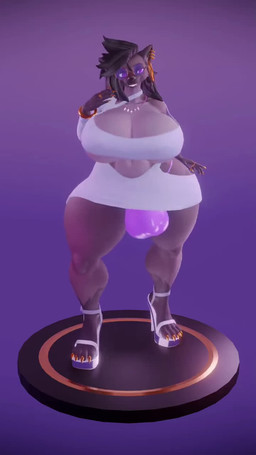 anthro asymmetrical_clothing asymmetrical_hair big_breasts big_bulge big_butt black_hair bouncing_breasts bracelet breasts brown_body bulge butt clothed clothing collarbone colored_nails colored_toenails curvy_figure ear_piercing ear_ring eyebrows eyelashes eyewear feet footwear g-string glasses glistening glistening_clothing glistening_underwear gold_(metal) gold_jewelry gynomorph hair high_heels hoop_ear_ring hourglass_figure huge_breasts huge_bulge huge_butt huge_hips huge_thighs inner_ear_fluff intersex jewelry long_eyelashes nails necklace piercing pink_clothing pink_underwear platform platform_footwear platform_heels purple_eyes ring ring_piercing round_glasses sharp_teeth shoes skimpy skimpy_dress solo tail teeth thick_thighs tinted_glasses toenails toes toothy_grin tuft underwear voluptuous wide_hips arbiter1209 genesis_(doggod.va) hyena mammal spotted_hyena 2023 3d_(artwork) 9:16 animated compression_artifacts digital_media_(artwork) hi_res no_sound short_playtime turntable_(animation) video