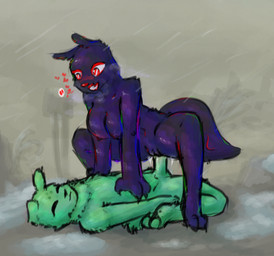 anthro big_breasts blue_body blush bodily_fluids breasts duo erection eyes_closed female female_penetrated fluffy fur genital_fluids genitals green_body green_fur male male/female male_penetrating male_penetrating_female nipples nude open_mouth penetration penile penis sex simple_background smile snow tail vaginal vulva alexleviafan rain_world videocult inv_(rain_world) saint_(rain_world) felid mammal slugcat digital_media_(artwork)
