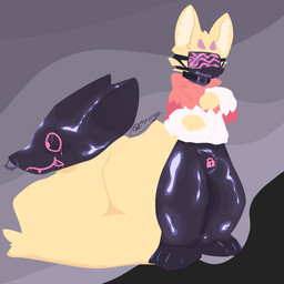 2_horns abstract_background ambiguous_gender anthro bdsm bdsm_gear big_tail biped black_clothing black_collar black_latex blindfold bodily_fluids bondage bound bulge chastity_bulge chastity_device clothed clothing collar drone dronification drooling eyewear feet fluffy fluffy_tail fur gag gagged gas_mask glistening goo_transformation hoodie horn hypnosis hypnotic_visor inner_ear_fluff latex latex_clothing latex_skinsuit living_tail lock_bulge lock_symbol male mask mind_control monotone_body muzzle_(object) muzzled null_bulge open_mouth paws petplay piercing pink_clothing pink_eyes pink_topwear purple_horn red_clothing red_hoodie red_topwear restraints roleplay saliva sensory_deprivation simple_background skinsuit solo spiral standing submissive submissive_anthro submissive_male symbol tail tail_head tail_mouth tan_body tan_fur thick_thighs tight_clothing toes topwear transformation tuft unusual_anatomy unusual_tail visor wearing_mask white_clothing yellow_body yellow_fur k441z mythology lenya_(miho) canid canine canis dragon furred_dragon furred_scalie hybrid mammal mythological_creature mythological_scalie scalie zorgoia 1:1 hi_res