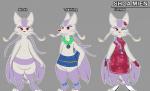 anthro asian_clothing chinese_clothing chinese_dress clothed clothing dress east_asian_clothing female front_view nude simple_background solo standing whiskers kitsunekotaro nintendo pokemon fan_character shoa_mien generation_5_pokemon mienshao pokemon_(species) hi_res model_sheet