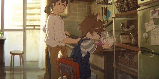 anthro apron chair clothing detailed_background duo eyewear female furniture glasses kemono kitchen male on_chair overalls pattern_clothing pattern_shirt pattern_topwear shirt standing_on_chair striped_clothing striped_shirt striped_topwear stripes topwear washing_dishes white_clothing white_shirt white_topwear young young_anthro young_male nishiko24 ookami_(nishiko24) canid canine canis human mammal wolf 2020 hi_res japanese_description