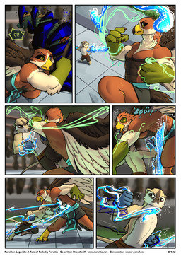 air_manipulation anthro aqanin_magic arena avin_magic barefoot black_eyes black_sclera brown_body brown_fur brown_hair clothed clothing elemental_manipulation feet fight fur green_body green_eyes green_fur green_scales green_skin gut_punch hadalen_magic hair magic male multicolored_body multicolored_fur orange_body orange_eyes orange_fur pelvic_curtain punch scales tan_body tan_fur topless water_manipulation wings feretta mythology tale_of_tails birk_blackbeak avian bird draako dragon falcon falconid herpestid mammal meerkat mythological_creature mythological_scalie scalie 2025 comic hi_res
