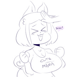 >_< ambiguous_gender anthro big_breasts blush blush_lines breasts cleavage clothed clothing disembodied_hand duo explicitly_stated_consent eyes_closed female hair headpat mostly_offscreen_character open_mouth open_smile smile solo teeth text text_on_t-shirt tooth_gap jinu june_(jinu) canid canine canis domestic_dog mammal shiba_inu spitz 2018 digital_drawing_(artwork) digital_media_(artwork) english_text half-length_portrait hi_res monochrome portrait