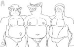 anthro areola biped bulge clothed clothing detailed_bulge eyewear group logo male male_anthro nipples overweight overweight_anthro overweight_male smile speedo sunglasses swimwear trio lewdware nintendo omega_strikers omori_(game) splatoon big_man_(splatoon) dubu_(omega_strikers) mr._jawsum fish mammal manta_ray marine ray_(fish) rodent shark 2024 artist_logo artist_name black_and_white digital_drawing_(artwork) digital_media_(artwork) hi_res monochrome signature