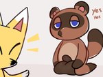 ambiguous_gender anthro ball balls big_balls blue_eyes brown_body brown_fur duo fur genitals male male/ambiguous orange_body orange_fur penis presenting presenting_balls pupils slit_pupils yosshidoragon animal_crossing nintendo crazy_redd tom_nook_(animal_crossing) canid canine fox mammal raccoon_dog tanuki 4:3 hi_res