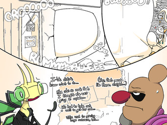 anthro belly big_belly breasts brown_body dialogue female green_sclera group huge_belly hyper hyper_belly inside male overweight sound_effects text trio white_body yellow_body blahblah866 nintendo pokemon caeser_(blahblah866) phera_(blahblah866) conkeldurr generation_3_pokemon generation_5_pokemon generation_7_pokemon pheromosa pokemon_(species) ultra_beast vibrava 2025 4:3 digital_media_(artwork) english_text hi_res
