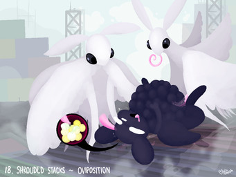 abdominal_bulge ambiguous_gender ambiguous_penetrated ambiguous_penetration anthro belly belly_inflation black_eyes bodily_fluids dark_body drooling ear_penetration egg egg_inflation female female/ambiguous female_penetrating female_penetrating_ambiguous feral fog group inflation internal narrowed_eyes oviposition ovipositor ovipositor_penis penetration penile penile_penetration penis_in_ear saliva sex storage_container tail tongue tongue_out tremble_spikes trio white_body wings pincoosh rain_world videocult watcher_(rain_world) arthropod big_moth_(rain_world) insect lepidopteran moth slugcat digital_media_(artwork) hi_res signature