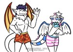 anthro boxers_(clothing) clothing emery_(otter) male male/male membrane_(anatomy) membranous_wings tail underwear wings polkscastle mythology zoham dragon mammal mustelid mythological_creature mythological_scalie otter scalie hi_res