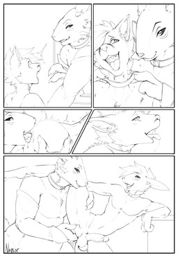 2_fingers anal anal_fingering anal_penetration anthro anus balls bedroom_eyes belly big_balls big_dom_small_sub big_penis blush bodily_fluids body_worship bulge butt collar collar_only computer dominant drooling duo electronics eye_contact fingering fingers fondling genitals humanoid_genitalia humanoid_penis leg_over_shoulder looking_at_another male male/male mismatched_genitalia mismatched_humanoid_penis mismatched_penis narrowed_eyes nude oral penetration penis raised_leg rear_view rimming rimming_male saliva saliva_on_tongue saliva_string seductive sex shaking size_difference spread_butt spread_legs spreading through_screen too_big trembling narusewolf bandai_namco digimon mythology engy_(character) tod_gingerwolf canid canine canis digimon_(species) dragon felid fox hybrid mammal mythological_creature mythological_scalie renamon scalie comic hi_res monochrome