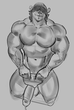 anthro beanie clothing drugs erection facial_piercing genitals hair hair_over_eyes hat headgear headwear lip_piercing looking_at_viewer male muscular muscular_anthro muscular_male pecs penis penis_poking_out piercing smile solo stoned substance_intoxication vein veiny_muscles purplebirdman mammal mustelid otter hi_res