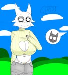 anthro aroused aroused_by_another aroused_face big_breasts blood bodily_fluids bottomwear bottomwear_down breasts cleavage cleavage_cutout clothed clothing cutout denim denim_bottomwear denim_clothing duo female grey_bottomwear grey_clothing grey_jeans grey_pants huge_breasts jeans jeans_down male navel nipple_outline nosebleed pants pants_down partially_clothed simple_background sweater thong topwear underwear onyxmeow sprunki gray_(sprunki) wenda_(sprunki) ambiguous_species domestic_cat felid feline felis mammal absurd_res hi_res