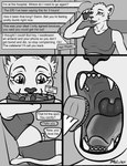 absurd_res anthro comic dialogue english_text felid feline female greyscale hi_res mammal melodex monochrome mouth_shot open_mouth text tongue uvula vore