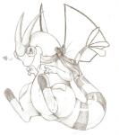 ambiguous_gender featureless_feet feet heart_symbol looking_at_viewer ribbons scarf simple_background solo white_background inkcookie nintendo pokemon flygon generation_3_pokemon pokemon_(species) 2009 greyscale monochrome traditional_media_(artwork)