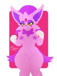 blush breasts claws clothing female fur fusion genitals nude pokemon_fusion simple_background smile solo irgramfox nintendo pokemon eeveelution espeon generation_2_pokemon generation_4_pokemon mammal pokemon_(species) weavile absurd_res hi_res