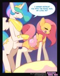 2013 absurd_res all_fours blush bridle crossgender crown cutie_mark dialogue doggystyle doxy dripping duo english_text equid equine erection eyes_closed feathered_wings feathers female female_penetrated feral fluttershy_(mlp) friendship_is_magic from_behind_position ftg_crossgender fti_crossgender genitals gold_(metal) gold_jewelry gynomorph gynomorph/female gynomorph_penetrating gynomorph_penetrating_female hair hasbro headgear hi_res horn intersex intersex/female intersex_penetrating intersex_penetrating_female jewelry mammal mature_feral mature_gynomorph mature_intersex mostly_nude multicolored_hair my_little_pony mythological_creature mythological_equine mythology pegasus penetration penis pink_hair princess princess_celestia_(mlp) purple_eyes royalty saddle sex speech_bubble text url white_speech_bubble winged_unicorn wings yellow_body yellow_feathers