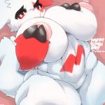 anthro big_breasts blush breasts featureless_crotch female fur huge_breasts looking_at_viewer nipples nude solo white_body white_fur unp nintendo pokemon generation_3_pokemon pokemon_(species) zangoose 1:1