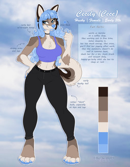 anthro biped bottomwear breasts claws clothed clothed_anthro clothed_female clothing countershade_torso countershading feet female fingers front_view fully_clothed fully_clothed_anthro fully_clothed_female fur hair smile solo standing tail toes topwear ei-ka canid canine canis domestic_dog mammal 2026 absurd_res digital_drawing_(artwork) digital_media_(artwork) hi_res