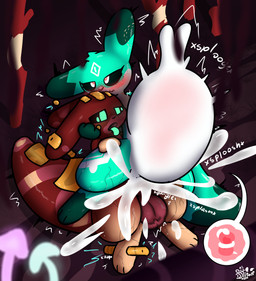 abdominal_bulge balls big_penis blush bodily_fluids bulge cross-eyed cum cum_inflation cum_inside dominant dominant_female duo electricity facial_scar female feral fungus genital_fluids genitals gold_(metal) heart_eyes heart_symbol impregnation inflation internal male male/female mushroom orgasm_face ovum paws penetration penile penile_penetration penis pupil retracted_balls scar sweat sweaty_balls sweaty_genitalia sweaty_legs sweaty_thighs tail throbbing throbbing_balls tongue tongue_out vaginal vaginal_penetration vulva dstitan rain_world videocult raelex_luminarapex_(dstitan) trav_(nyxikonyx) slugcat absurd_res hi_res