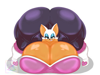 anthro ass_up bat_wings bedroom_eyes big_breasts big_butt black_bodysuit black_clothing black_nose black_skinsuit black_tail black_wings blue_eyeshadow bodysuit breasts butt clothing eyelashes eyeshadow female footwear front_view hair high_heels huge_breasts huge_butt huge_thighs hyper hyper_breasts hyper_butt logo looking_at_viewer makeup membrane_(anatomy) membranous_wings narrowed_eyes pink_clothing pink_topwear scut_tail seductive shoes short_tail simple_background skinsuit smile smiling_at_viewer solo tail tan_body tan_inner_ear teal_eyes teeth thick_thighs tight_clothing topwear white_background white_clothing white_ears white_footwear white_hair white_high_heels wings shqnnyhere sega sonic_the_hedgehog_(series) rouge_the_bat bat mammal 2026 4:3 artist_logo colored digital_media_(artwork) hi_res shaded