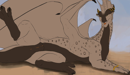 anus black_horn black_sclera brown_body brown_claws brown_scales butt claws female feral genitals horn membrane_(anatomy) membranous_wings orange_anus orange_vulva scales solo vulva wings yellow_eyes rakess mythology dragon mythological_creature mythological_scalie scaled_dragon scalie hi_res