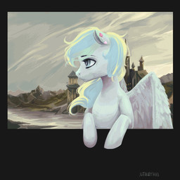 black_border blinking blue_hair border castle ear_piercing eyebrows eyelashes eyes_closed eyeshadow feathered_wings feathers female flying grey_eyes hair heart_symbol lake looking_away makeup mascara mountain multicolored_eyes outside photo piercing sad sky solo text two_tone_eyes water wave wind wings utauyan hasbro my_little_pony mythology fan_character avian bird equid equine mammal mythological_creature mythological_equine pegasus 1:1 2017 animated half-length_portrait portrait signature