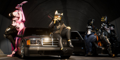 ak-47 ak_platform anthro assault_rifle electronics female group gun handgun looking_at_another looking_at_viewer male microphone pistol ranged_weapon revolver rifle shotgun weapon haolde conrad_frostfoe_(modeler) mercedes-benz palworld pocketpair haolde_(character) canid canine canis equid equine horse hybrid lovander mammal pal_(species) wolf zebra 3d_(artwork) absurd_res chromatic_aberration digital_media_(artwork) hi_res