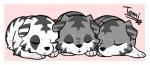 ambiguous_gender border duo eyes_closed feral fur grey_body grey_fur lying simple_background sleeping stripes white_body white_border white_fur young young_ambiguous young_feral temitess canid canine canis domestic_dog mammal 2017 digital_media_(artwork)