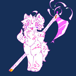 ahoge anthro axe female fur hair open_mouth simple_background solo striped_body stripes tail teeth weapon white_body white_fur starlight_4632 felid mammal 1:1 alpha_channel hi_res