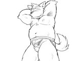 anthro balls belly blush clothing genitals hairy jockstrap kemono male moobs navel nipples overweight overweight_anthro overweight_male penis simple_background slightly_chubby small_penis solo underwear white_background oogamikennta third-party_edit canid canine canis domestic_dog mammal 2017 5:4 censor_removal_edit monochrome