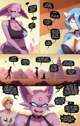 angry anthro bar_emanata big_breasts biped bra breasts choker cleavage clothed clothing cross-popping_vein dialogue ear_piercing emanata eyebrows female fingers glowing glowing_eyes hair huge_breasts ice jewelry linked_speech_bubble male navel necklace one_eye_closed outside piercing pointy_speech_bubble showing_mercy speech_bubble sports_bra tail text text_on_clothing text_on_underwear torn_choker underwear wounded yelling gammainks nintendo pokemon alex_(gammainks) mandy_(gammainks) rotom_phone vanessa_(gammainks) eeveelution espeon gardevoir generation_2_pokemon generation_3_pokemon generation_4_pokemon human mammal pokemon_(species) rotom 2025 absurd_res artist_name comic digital_media_(artwork) english_text hi_res