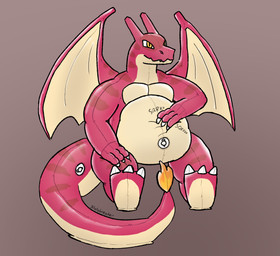 belly male paws pool_toy solo squish slatebreaker_(artist) nintendo pokemon charizard generation_1_pokemon pokemon_(species) hi_res