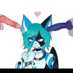 animal_genitalia animal_penis anthro arms_tied big_breasts blue_body bound breasts canine_genitalia canine_penis collar ear_penetration fellatio female genitals group male male/female oral penetration penile penis piercing sex trio wings p333k canid canine canis felid feline mammal wolf 1:1 animated animated_gif short_playtime