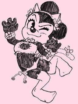 anthro bikini black_and_pink blush blush_lines breasts cleavage cleavage_cutout clothed clothing cutout fake_cat_ears fake_ears female legwear one_eye_closed paw_pose pose solo stockings swimwear two-piece_swimsuit wink mbwillie disney minnie_mouse mammal mouse murid murine rodent 2025 hi_res