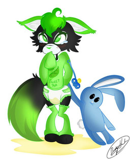 anthro biped black_body black_fur blush bodily_fluids clothing diaper fur genital_fluids male pacifier plushie simple_background solo standing tears unclean_diaper urine used_diaper wet_diaper wetting white_background white_body white_fur young young_anthro brittney_henderson matrix_fang signature
