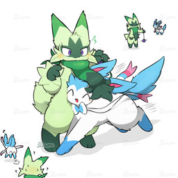 3_fingers :3 ^_^ ^o^ ambiguous_anthro ambiguous_feral ambiguous_gender anthro arm_tuft biped blue_body blue_ears blue_fur blue_tail blush bow_(feature) cheek_tuft chibi claws confusion cute_fangs dipstick_ears duo ear_markings eyes_closed facial_markings facial_tuft fangs featureless_crotch feral finger_claws fingers fluffy fur gloves_(marking) green_body green_ear_tips green_ears green_fur green_tail happy head_markings kemono leg_markings looking_at_another markings mask_(marking) monotone_tail multicolored_body multicolored_ears multicolored_fur musical_note musical_symbol nude nuzzling open_mouth open_smile paws pink_inner_ear purple_eyes quadruped question_mark running simple_background smile socks_(marking) standing surprised symbol tail teeth thick_thighs tuft two_tone_body two_tone_fur white_background white_body white_claws white_fur wide_hips wrist_tuft yo-yo tontaro nintendo pokemon eeveelution felid feline floragato generation_6_pokemon generation_9_pokemon mammal pokemon_(species) shiny_pokemon sylveon 1:1 2025 colored digital_media_(artwork) hi_res shaded watermark