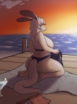 anthro big_breasts breasts clothing female hair huge_breasts long_hair looking_at_viewer nipples pose slightly_chubby solo swimwear tail wide_hips ritts frank_westerveldt kangaroo macropod mammal marsupial 3:4 hi_res