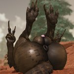 anthro anus balls big_balls big_butt big_penis brand butt genitals gesture hand_gesture lying male on_back outside penis puffy_anus solo tail v_sign willie_piv fallout microsoft enclaw_(willie_piv) deathclaw scalie 3d_(artwork) digital_media_(artwork) hi_res