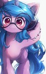blush eyelashes eyewear female fur glasses horn mane pink_eyes purple_body purple_fur simple_background smile smiling_at_viewer solo tail white_background erufi_ut hasbro mlp_g5 my_little_pony mythology izzy_moonbow_(mlp) equid equine mammal mythological_creature mythological_equine unicorn 2025 absurd_res hi_res