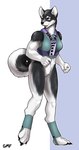 anthro athletic athletic_anthro bottomless bottomless_anthro bottomless_female clothed clothing featureless_crotch female open_mouth solo tail gasmaskfox ronja_(gasmaskfox) canid canine canis domestic_dog elkhound jamthund mammal nordic_sled_dog spitz 2020 digital_media_(artwork) hi_res