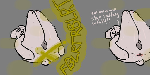 anthro anus balls darkened_genitalia darkened_penis dialogue fart fart_cloud fart_fetish genitals green_fart_cloud lying male on_back onomatopoeia paws penis raised_paw small_penis solo sound_effects spread_anus spreading text lspagf big_fat_stinky_unwashed_sweaty_bunny_(lspagf) lagomorph leporid mammal rabbit absurd_res hi_res